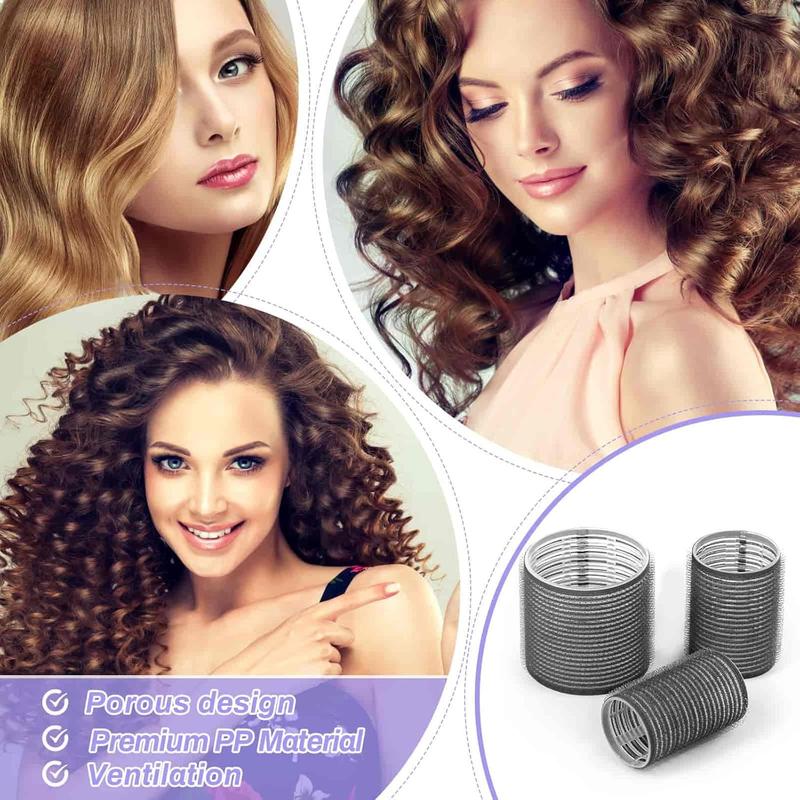 Self Grip Hair Rollers and Curlers Set - 24 Pieces with 3 Sizes (4 Jumbo, 4 Large, 4 Medium) and 12 Clips for Long, Short, Thick, Fine Hair Styling