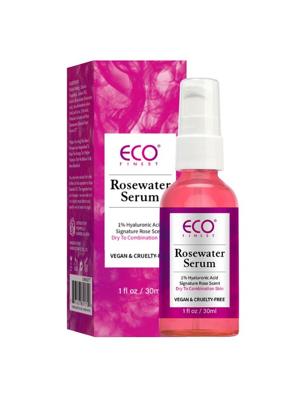 ECO Finest Rose Water Essence Serum with 1% Hyaluronic Acid for Deep Moisturizing, Skin Repair, and Radiant Skin, 1 Ounce Skin Repair Radiant