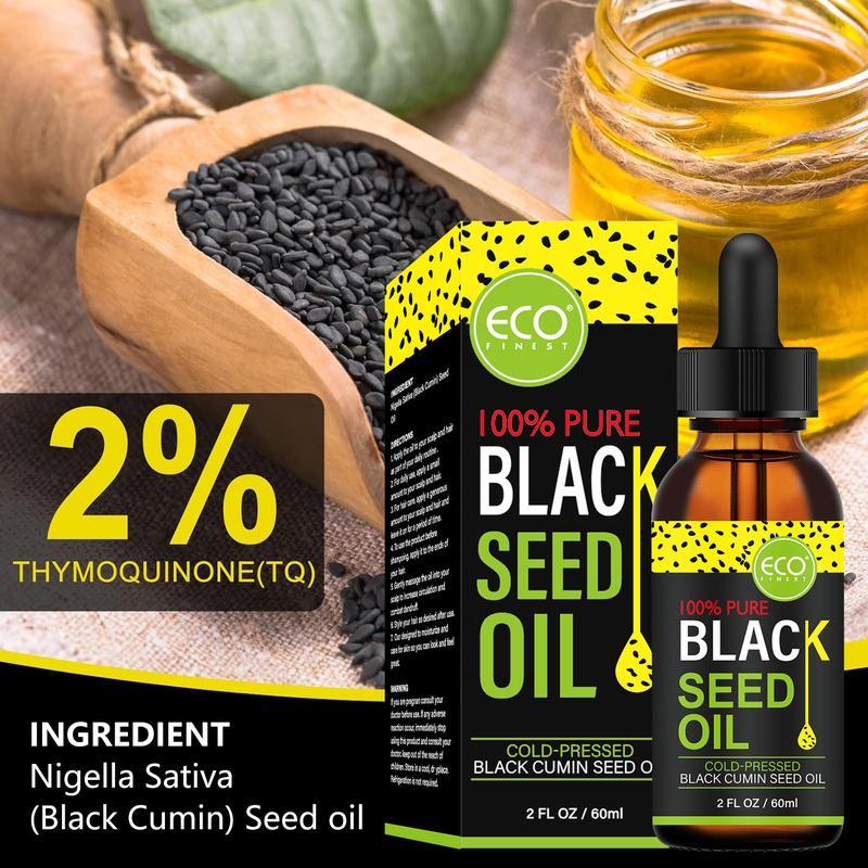 ECO FINEST Black Seed Oil - Travel Size, 100% Turkish Black Cumin Seed Oil, Liquid Pure Blackseed Oil, Black Seed Oil 100% Virgin Cold Pressed Super Antioxidant For Immune Support, Hair & Skin Serums Skincare