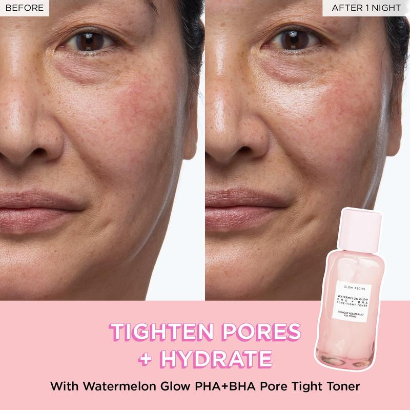 Glow Recipe PHA + BHA Face Toner - Korean Skin Care Toner, Pore Minimizer & Facial Exfoliator for Glass Skin - Tightening & Hydrating Skincare with Hyaluronic Acid & Watermelon (40ml)