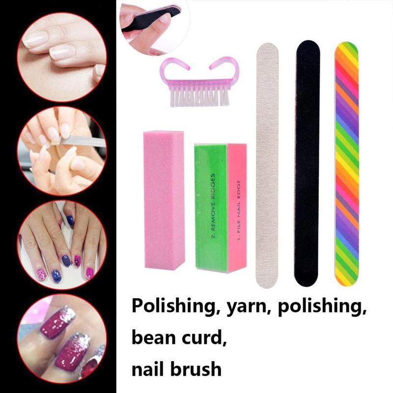 Nail Polishing Set, 6pcs set Multicolor Nail Kit Including Nail File, Buffer Block, Nail Brush, Professional Manicure Tool Kit, Nail Art Kits for Women, Personal Nail Care Gift