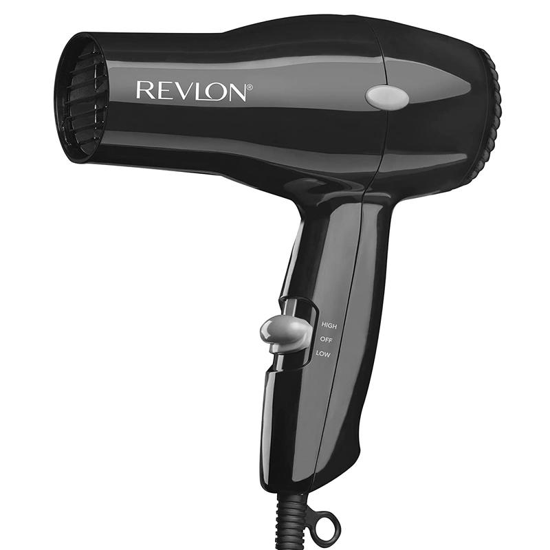 REVLON Travel Hair Dryer | Salon-Style Blowouts, Lightweight Design, 1875 Watts for Fast Drying with 2 Heat & Speed Settings for Drying and Styling Flexibility (Black) Helen of Troy