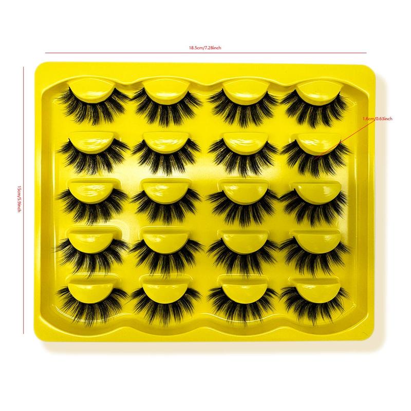 Fluffy False Eyelashes, 10 Pairs Faux Cluster Lashes, Natural Curling Eye Makeup Strip Lashes, Full Volume Eyelash for Lashes Extensions