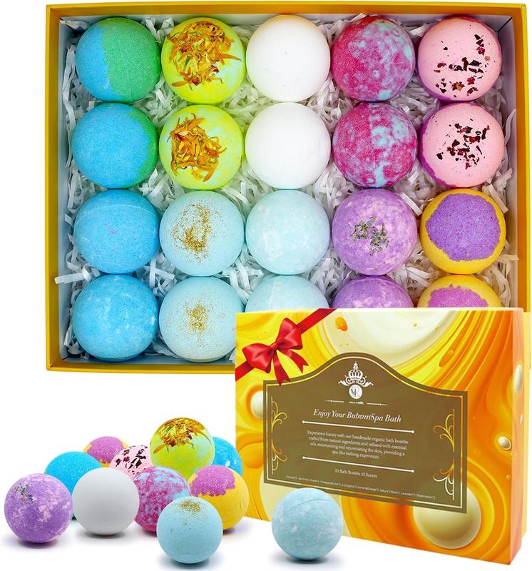 20 Packs Bath Bombs Gift Set -   Oil  Bubble Bath Bomb Balls for Relaxation, Moisturizing, & Fun - Handmade Birthday  Gifts Idea for Her Him, Wife, Girlfriend