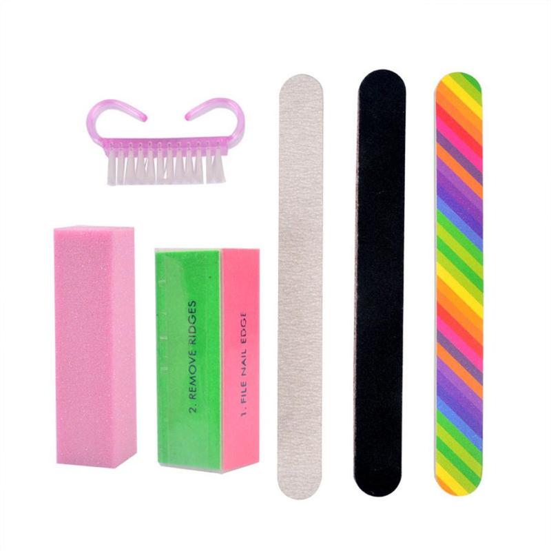 Nail Polishing Set, 6pcs set Multicolor Nail Kit Including Nail File, Buffer Block, Nail Brush, Professional Manicure Tool Kit, Nail Art Kits for Women, Personal Nail Care Gift