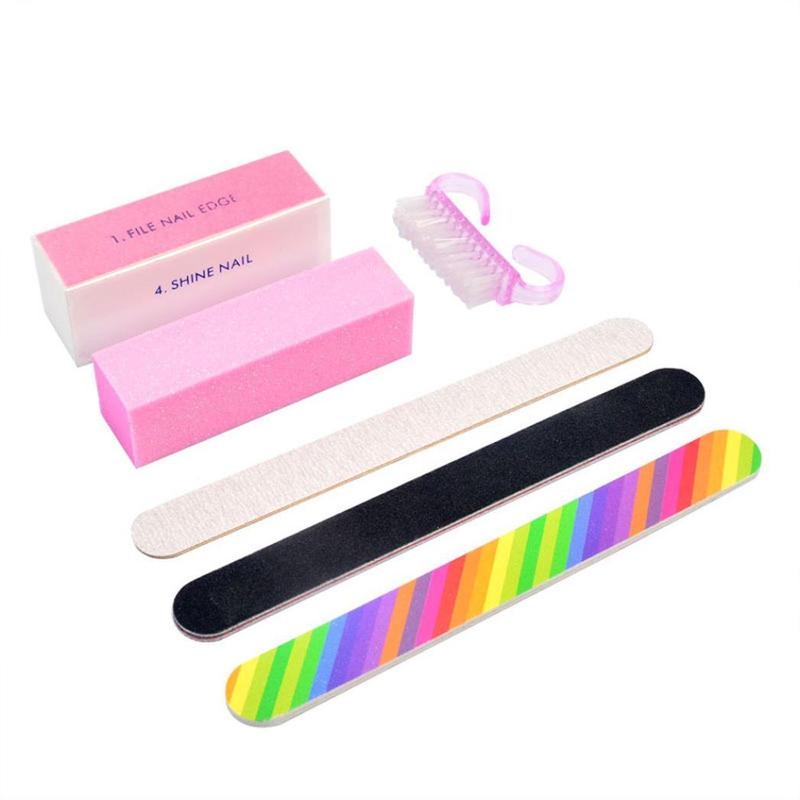 Nail Polishing Set, 6pcs set Multicolor Nail Kit Including Nail File, Buffer Block, Nail Brush, Professional Manicure Tool Kit, Nail Art Kits for Women, Personal Nail Care Gift