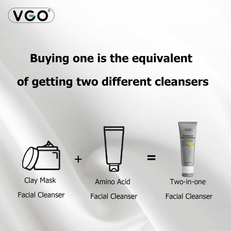 VGO Facial Cleanser of Double Care and Effets 50g All types of skins Cleanse and moisturize Hydrating Comfort Skin Repair