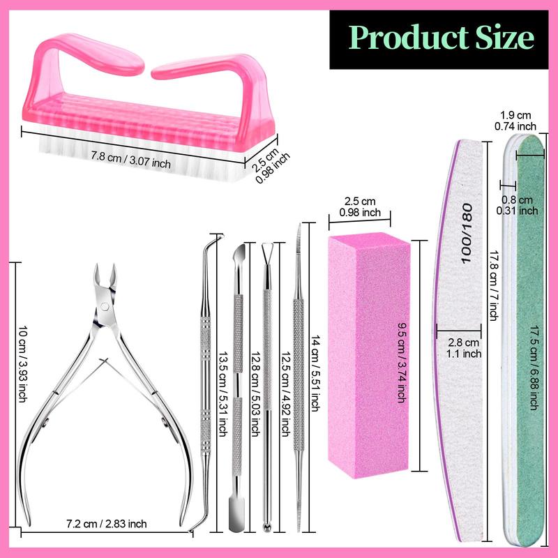 Nail Care Kit, Nail Files 100 180, Nail Buffer Block, Cuticle Nippers, Cuticle Trimmer, Cuticle Pusher, Nail Tools, Nail Kit, Pedicure & Manicure Tools, Nail Prep Kit, Manicure Kit for Women