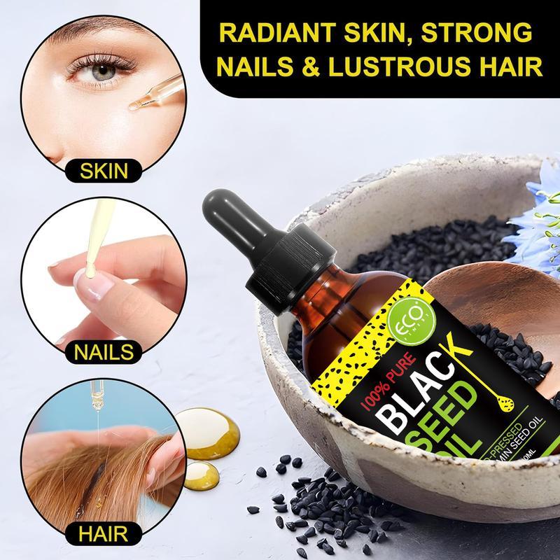 ECO FINEST Black Seed Oil - Travel Size, 100% Turkish Black Cumin Seed Oil, Liquid Pure Blackseed Oil, Black Seed Oil 100% Virgin Cold Pressed Super Antioxidant For Immune Support, Hair & Skin Serums Skincare