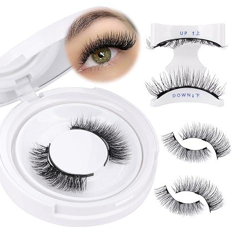 Eyelashes Natural Look Magnetic Lashes Reusable 5D Magnetic False Eyelashes without Eyeliner, Wispy Fluffy Magnetic Lashes with Applicator No Glue or Liner Needed (1 Pair Natural)