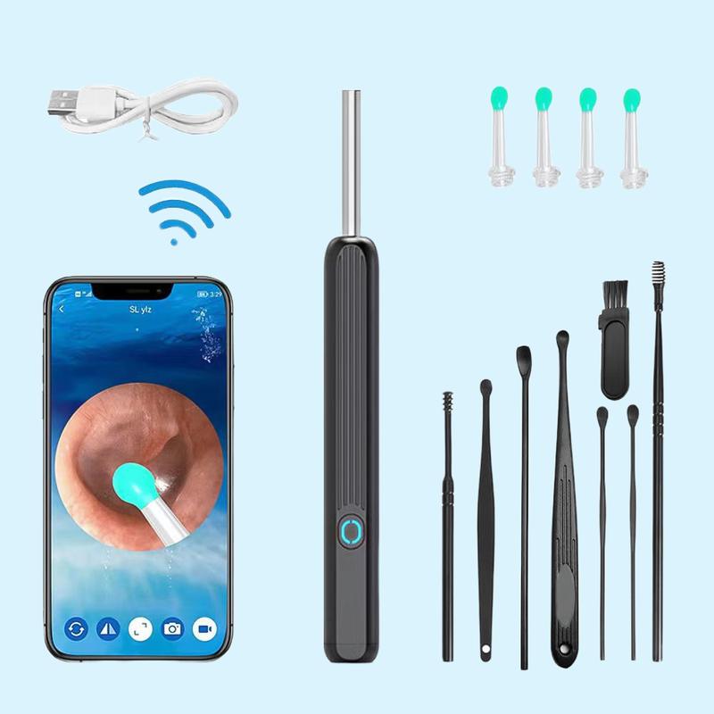 Ear Wax Removal - Earwax Remover Tool with 4 Pcs Ear Set - Ear Cleaner with Camera - Earwax Removal Kit with Light - Ear Camera with 4 Ear Spoon - Ear Cleaner for iOS & Android