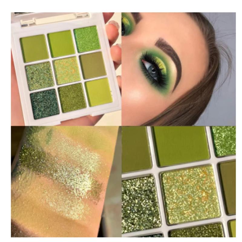 Olive Green Eyeshadow Palette 9 Colors Stunning Matte Glitter Eyeshadow Palette Longlasting Waterproof Shimmer Eye Shadow for  and Women (Set 5, Olive Green)