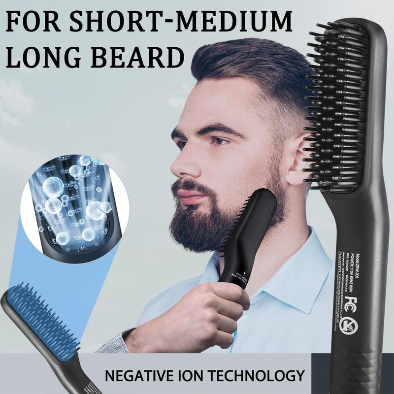 Upgraded 3-in-1 Hair Straightening Brush, Beard Balm, Beard Oil & Guide E-Book, Unique Grooming Gift Set for Men, Dad, Husband or Boyfriend