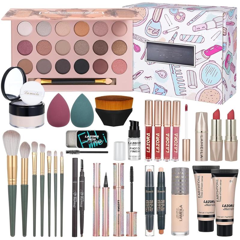 All in One Makeup Kit for Women Full Set Girl Makeup Gift Set Makeup  Set Includes Foundation 18 Color Eyeshadow Palette Lipstick Eyebrow Pencil Makeup Gift Set