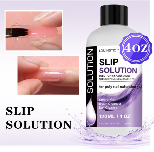 LOUINSTIC PolyGel Slip Solution 4 oz Anti-stick Polygel Nail Solutions Gel Nail Slip Liquid for Poly Nail Extension Gel