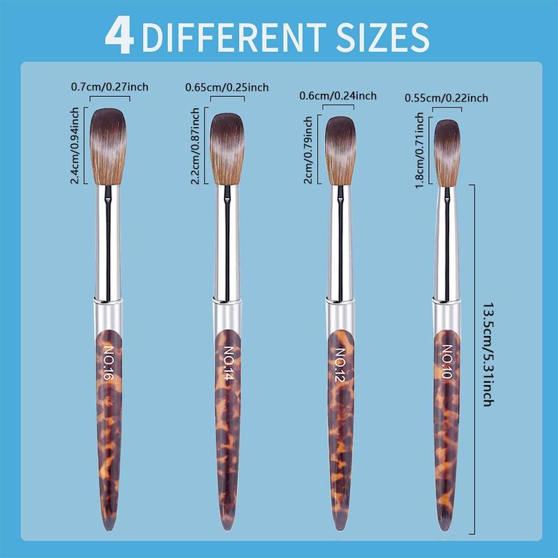 Leopard Pattern Nail Art Brush Set, 4 Counts set Nail Art Brushes with Soft Bristles, Professional Manicure Tool for Home & Salon Use