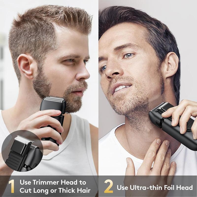 Foil Shaver, Mens Electric Razor, Electric Shavers for Men with Trimmer, USB-C Rechargeable Cordless  Double Floating  for Close  Shaving, 2 Adjustable Speed, LED Display