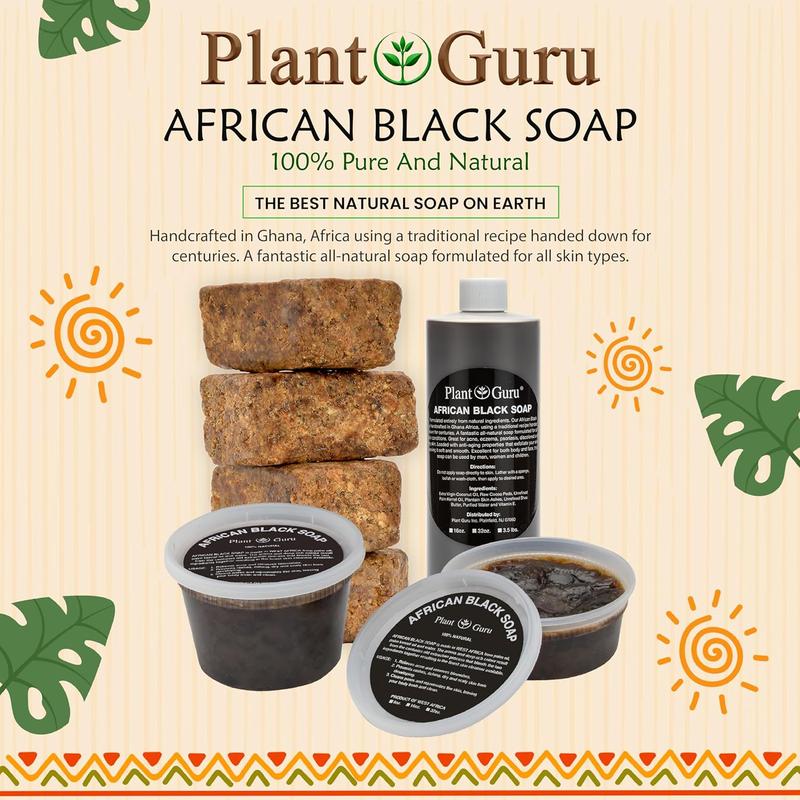  Premium Handmade African Black Soap - Natural Soap with Shea Butter and Aloe Vera