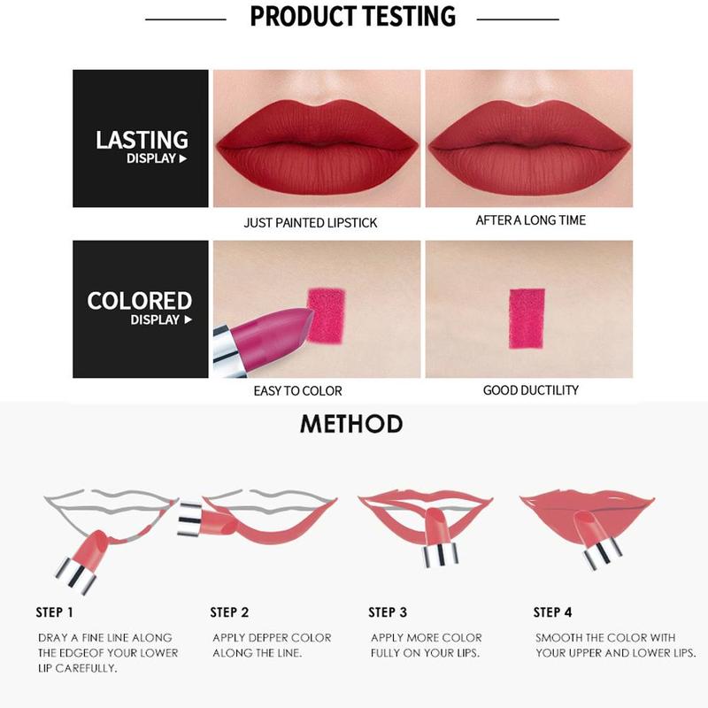 Long Lasting Matte Lipstick, Easy Coloring Lip Sticks, Suitable for Music Festival Makeup, Makeup Accessories, Velvet Matt Finish Lip Gloss