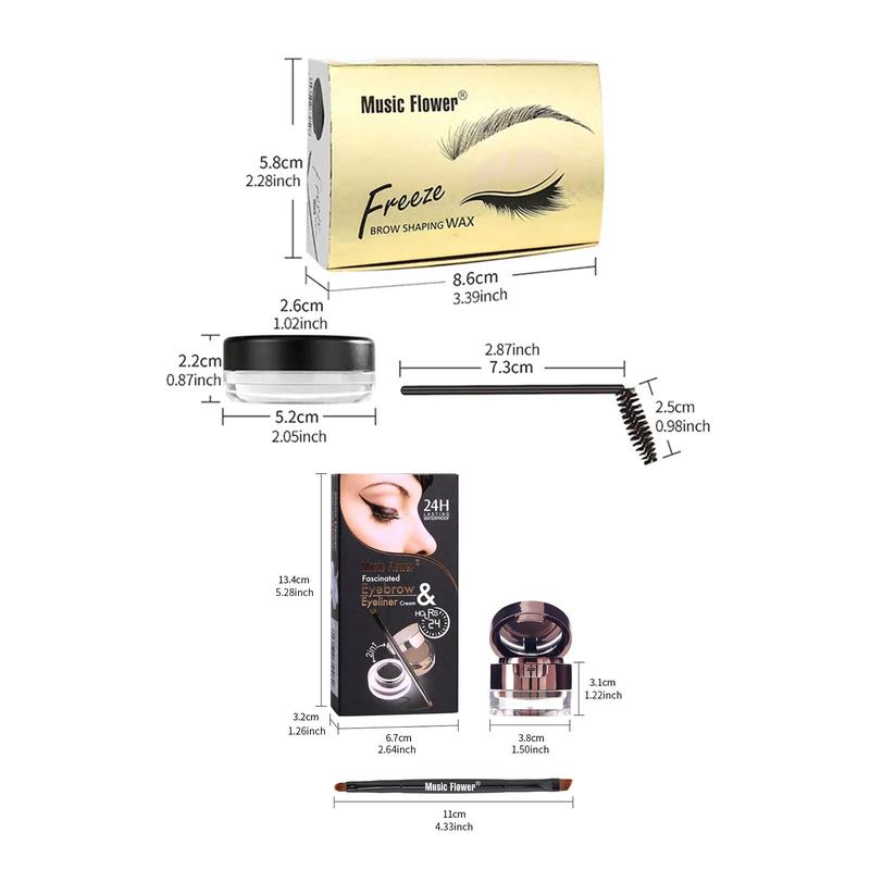 Eye Makeup Set, Transparent Eyebrow Wax with Eyebrow Brush, Waterproof Eyeliner & Long-lasting Eyebrow Cream, Eye Makeup Tool for Women