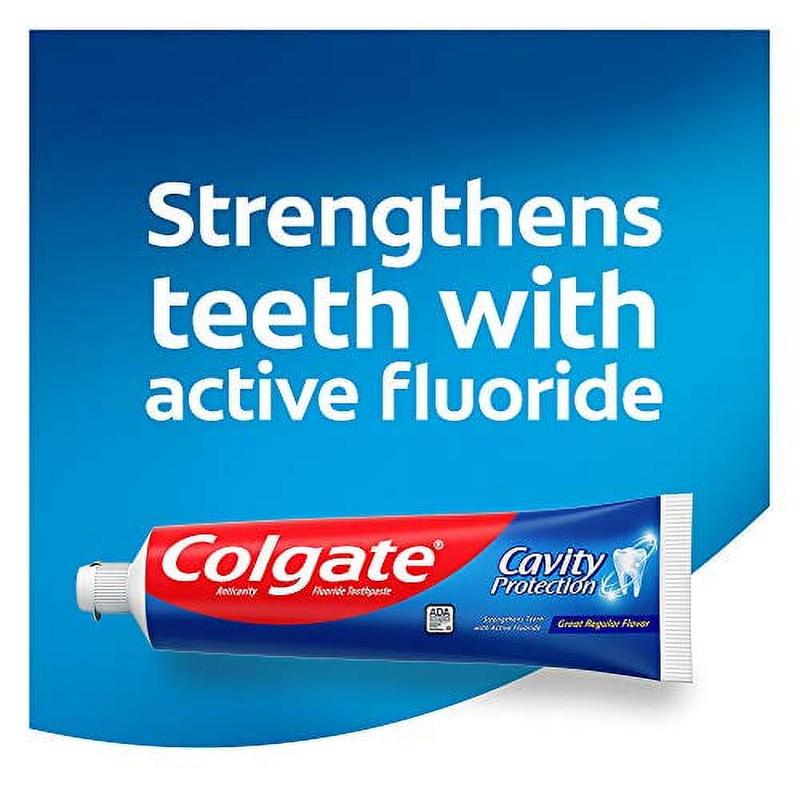 Colgate Toothpaste with Cavity Protection Active Fluoride,  Fluoride Minty Great Regular Flavor, 2.5 Ounce (Pack Of 8) Oral Daily