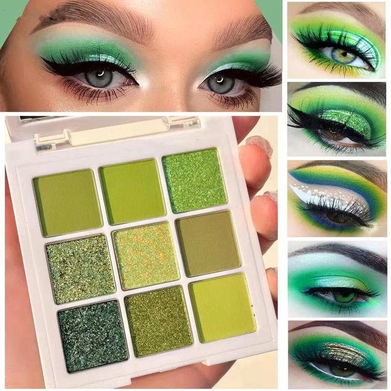 Olive Green Eyeshadow Palette 9 Colors Stunning Matte Glitter Eyeshadow Palette Longlasting Waterproof Shimmer Eye Shadow for  and Women (Set 5, Olive Green)