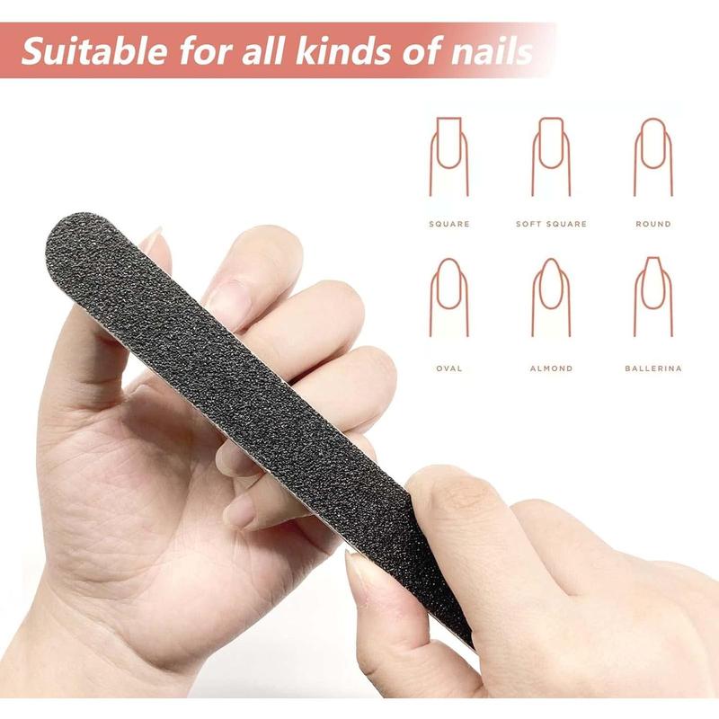 20 Pack 100 180 Grit Nail Files, Black Professional Reusable Emery Boards Nail File, Manicure Tool Suitable for Both Acrylic and Nails