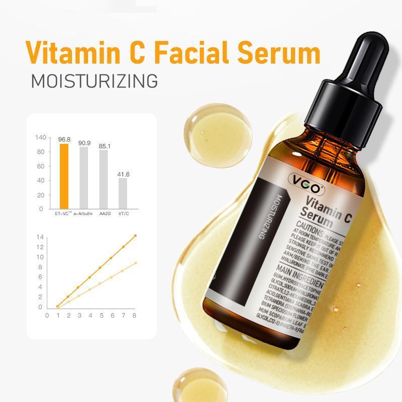 VGO Vitamin C Facial Serum Essence, 30ml   60ml Comfort Skincare Face Serum, Gentle Serum Vitamina C Cream-A Daily Cleanser-B3 And Vitamin C Facial Serum Essence Acne Radiance Cleansing Hydrate Moisturize Skin Repair Hydrating vitamin c