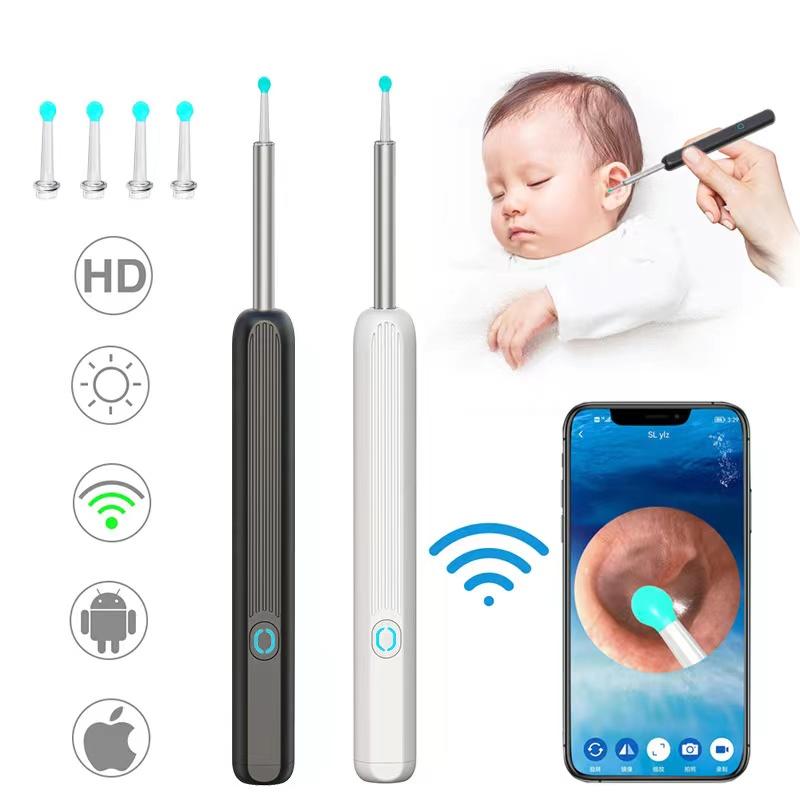 Ear Wax Removal - Earwax Remover Tool with 4 Pcs Ear Set - Ear Cleaner with Camera - Earwax Removal Kit with Light - Ear Camera with 4 Ear Spoon - Ear Cleaner for iOS & Android