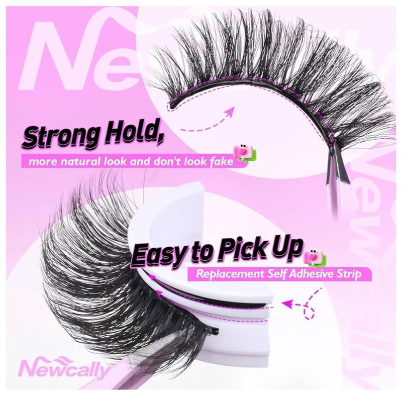 Self Adhesive Faux Mink False Eyelashes - Reusable Cat Eye Fluffy Lashes with Tweezers for Natural Look - Makeup, Cosmetic Eyelashes Extensions Eyelash Extensions Lash Extensions by NourPrime