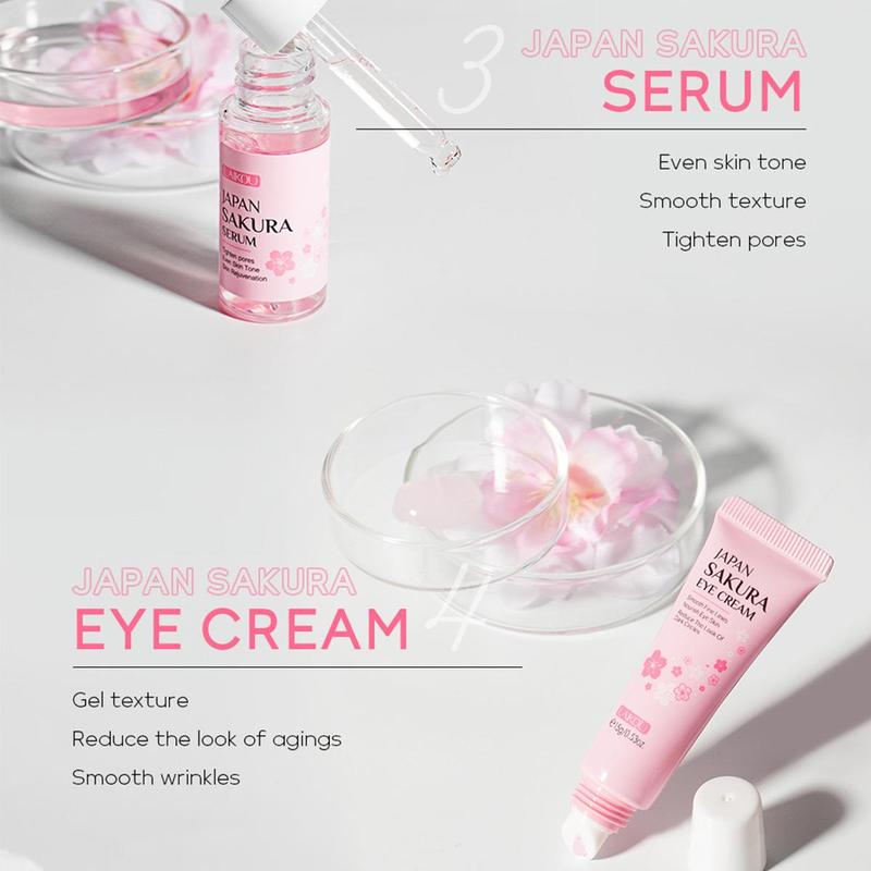 Skin Care Set JAPAN SAKURA Women Beauty Gift Sets Skin Care Kit with Cleanser,  Toner, Lotion, Serum, Eye Cream, Face Cream Travel Kit for Women Teen Girls Mom  Daughter TSA-friendly Sizes 6pcs