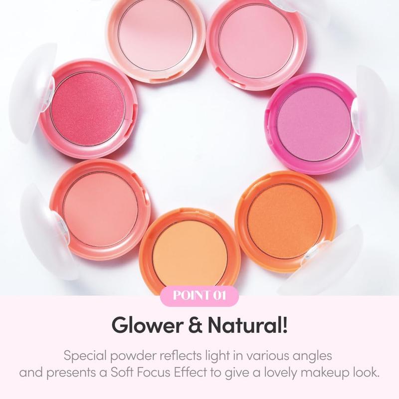 Cute Biscuit Blush, Grapefruit Jelly 4g | Shiny, natural powder blush with long-lasting oil control | Easy to apply | Fluffy cushion for a cute look