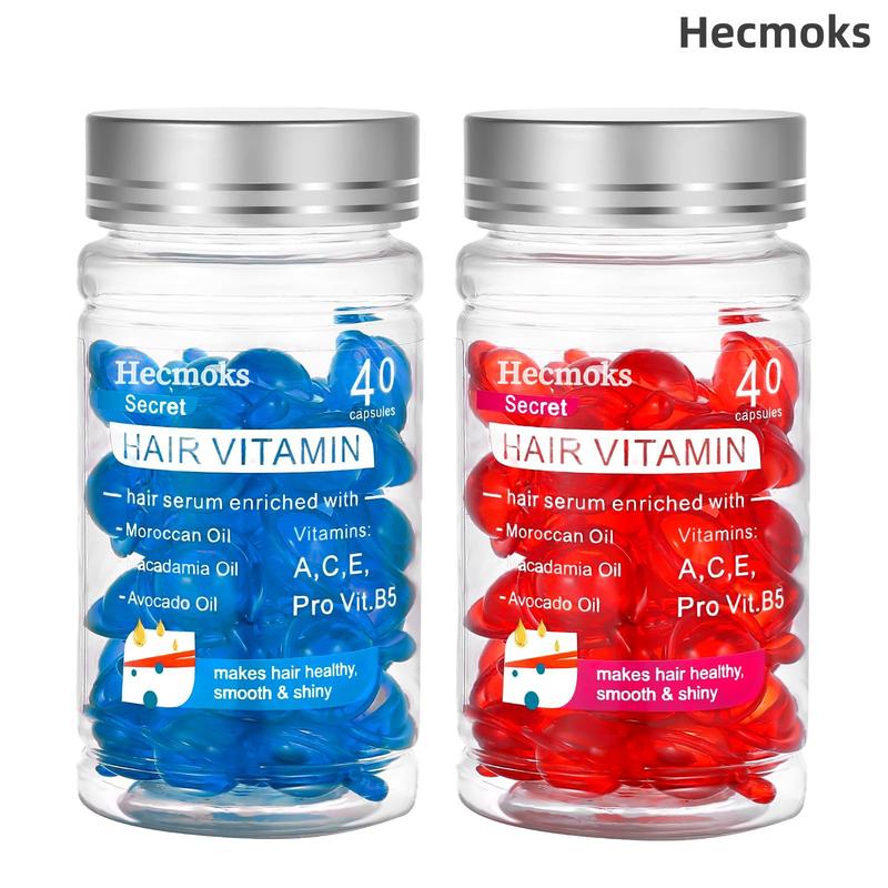 HECMOKS 2-Pack Hair Treatment Serum 40 Capsules - Enriched with Vitamins A, C, E & Pro B5 - Nourishing Hair Repair for All Hair Types