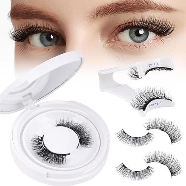 Eyelashes Natural Look Magnetic Lashes Reusable 5D Magnetic False Eyelashes without Eyeliner, Wispy Fluffy Magnetic Lashes with Applicator No Glue or Liner Needed (1 Pair Natural)