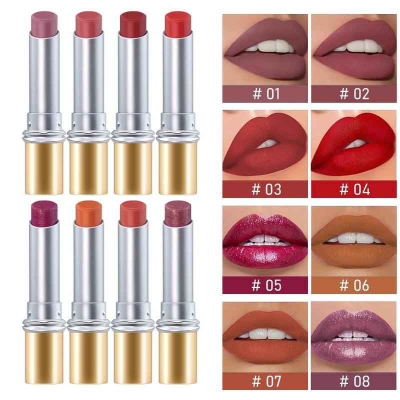 Long Lasting Waterproof Moisturizing Lipstick, 1 Count High Shine Lipstick, Highly Pigmented Non-stick Lip Color, Full Coverage Lipstick