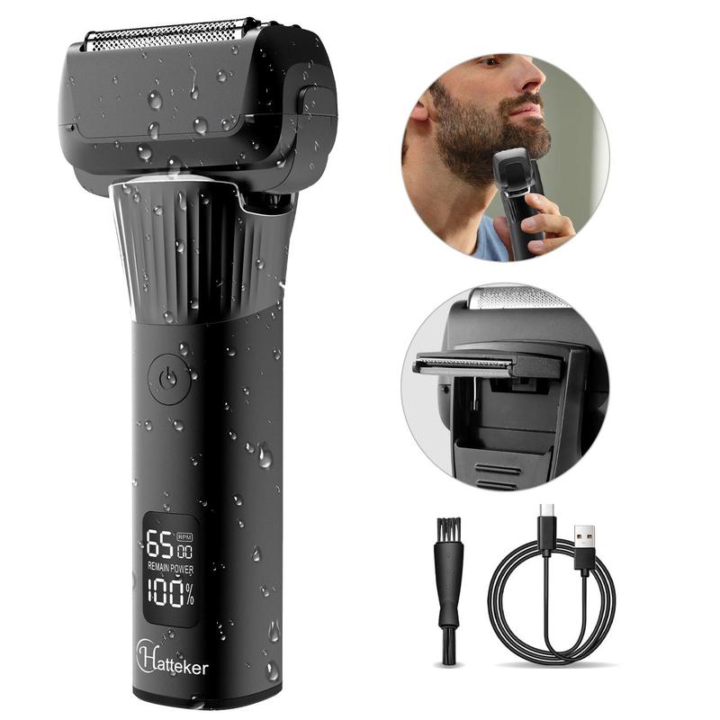 Electric Shaver, 1 Count IPX6 Waterproof Electric Razor with LCD Display, Wet and Dry Use Beard Trimmer for Men, Great for Men Stylists Barber Barbershop