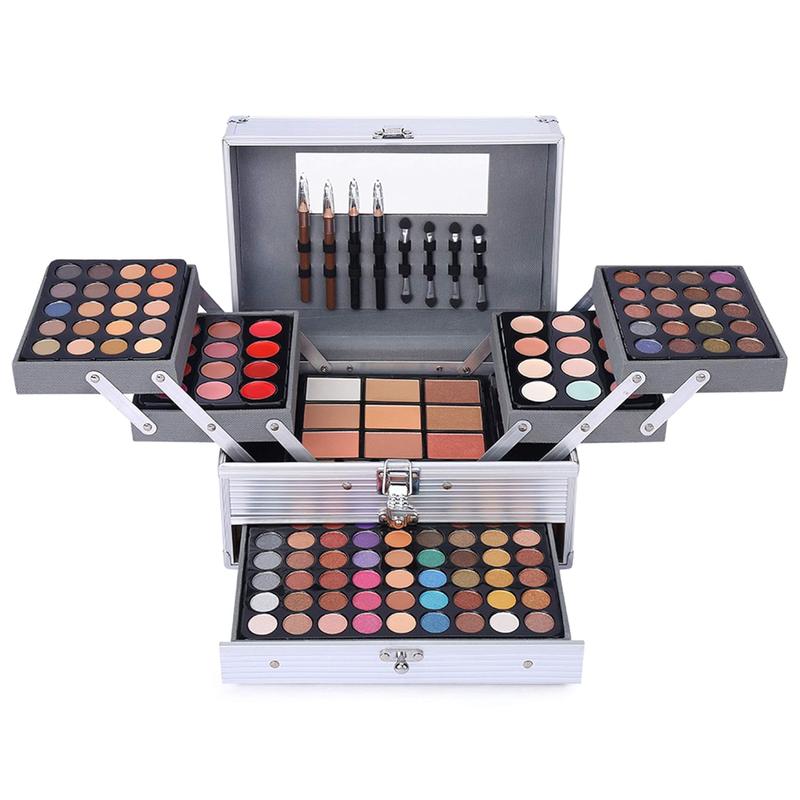 132 Color All In One Makeup Gift Set Kit- Includes 94 Eyeshadow, 12 Lip Gloss, 12 Concealer, 5 Eyebrow powder, 3 Face Powder, 3 Blush, 3 Contour Shade, 2 Lip Liners, 2 Eye Liners, 4 Eyeshadow Brush