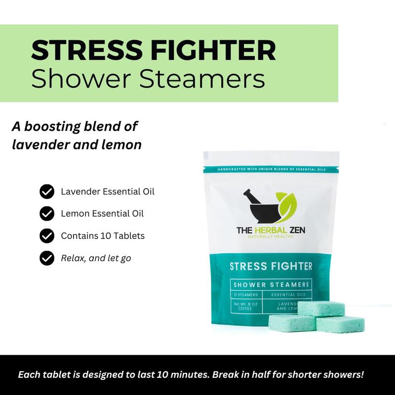 The Herbal Zen - Stress Fighter Shower Steamers with Essential Oils, Made in USA - Citrus and Floral Aroma - Comfort, Body Care