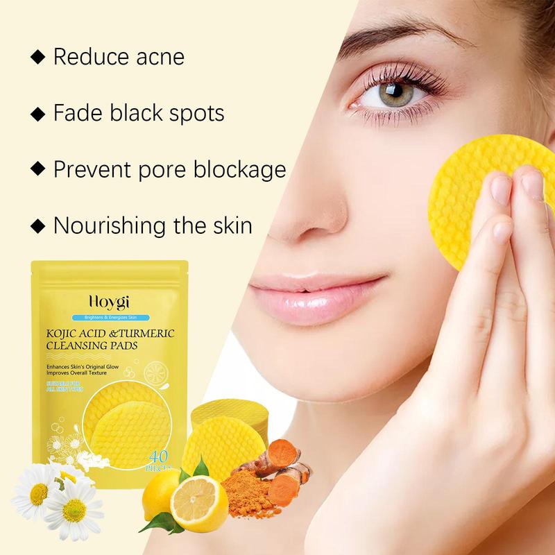 Turmeric Facial Cleansing Pads, 40pcs bag Gentle Exfoliating Facial Pads, Facial Skin Care Pads, Face Care Product for Women & Men