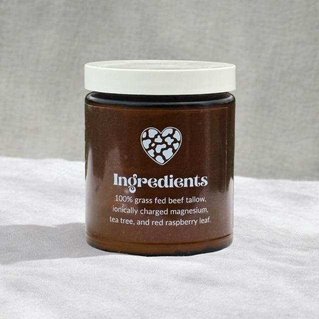 Whipped Body Tallow with Tea Tree & Raspberry Leaf Essential Oils, Magnesium, and Grass-Fed Beef Moisturizer - Body Care, Calming