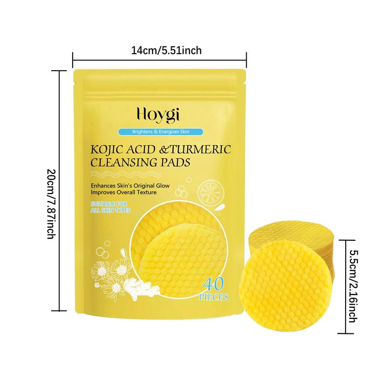 Turmeric Facial Cleansing Pads, 40pcs bag Gentle Exfoliating Facial Pads, Facial Skin Care Pads, Face Care Product for Women & Men