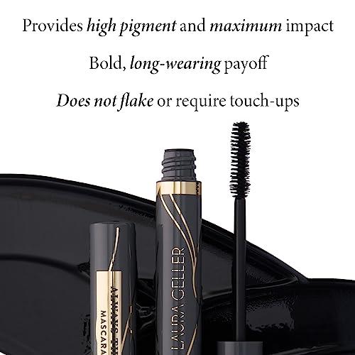 LAURA GELLER NEW YORK Always There Waterproof Lengthening Mascara in Black - Lengthening, Defining, Curling, Buildable Formula Eye Makeup- Innovative Lengthening Brush - 1 count