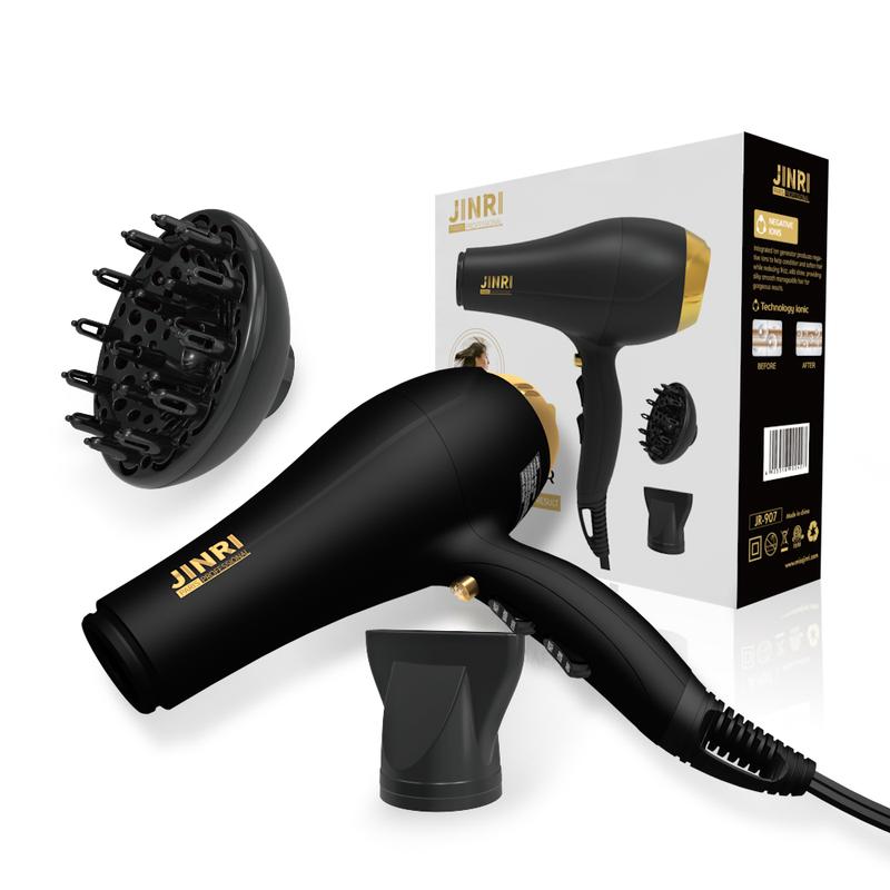 2000 Watt Negative Ions Ceramic Hair Dryer Professional Salon Blow Dryer, Lightweight Powerful Travel Hairdryer,Cool Hot Button,3 Heat & 2 Speed Settings with Concentrator Nozzle