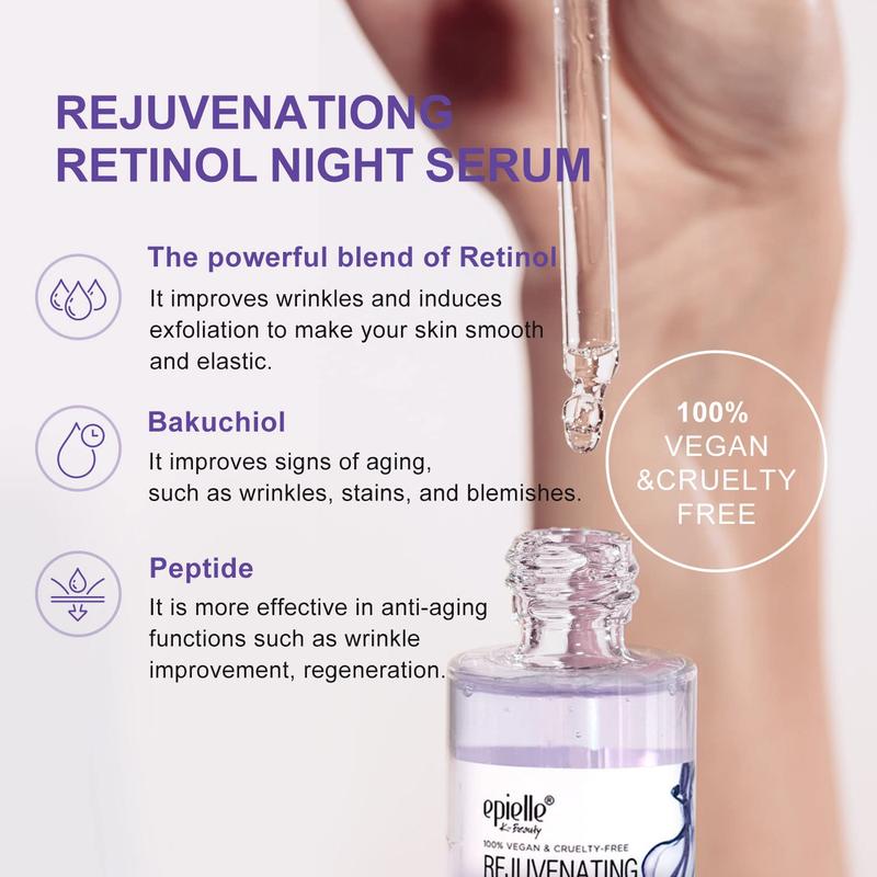 Retinol Night Serum | Rejuvenating, Repair, Renew, Brighten | Targets Fine Lines and Wrinkles Radiant Skincare Brightening Gentle