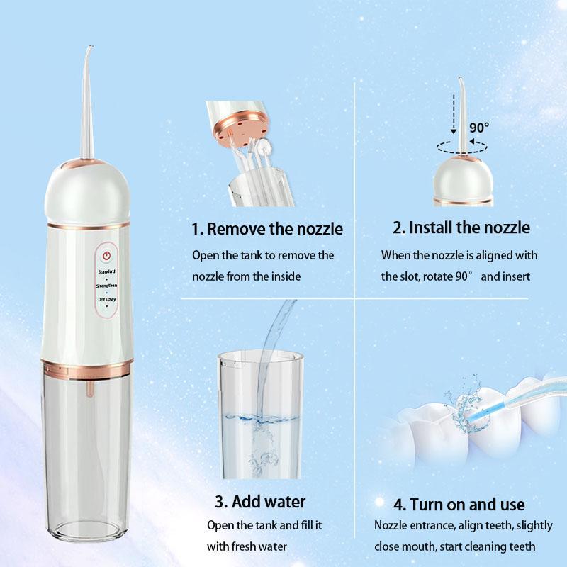 Electric Oral Irrigator, 1 Box Portable Rechargeable Oral Irrigator & Accessories, Oral Care Tool for Home & Travel