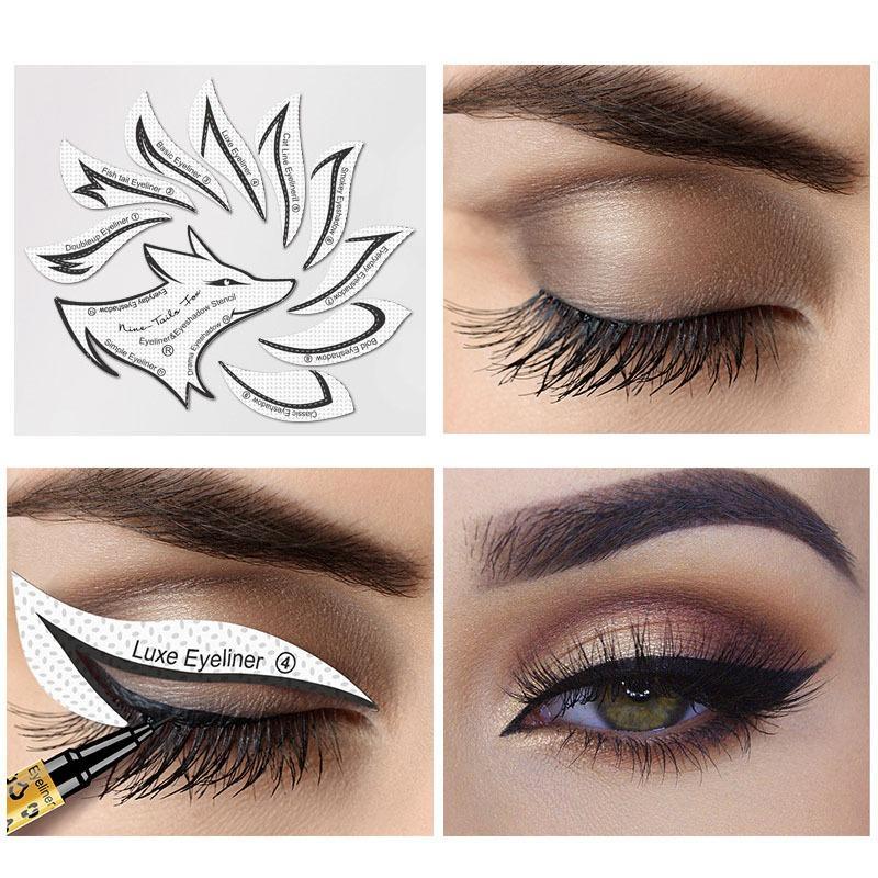 Eye Shadow Auxiliary Tool Cat Eye Eyeliner Card, 2 Counts set Eyeliner Stencil Stickers, Eyeshadow Stamp Pads, Eye Makeup Stencils