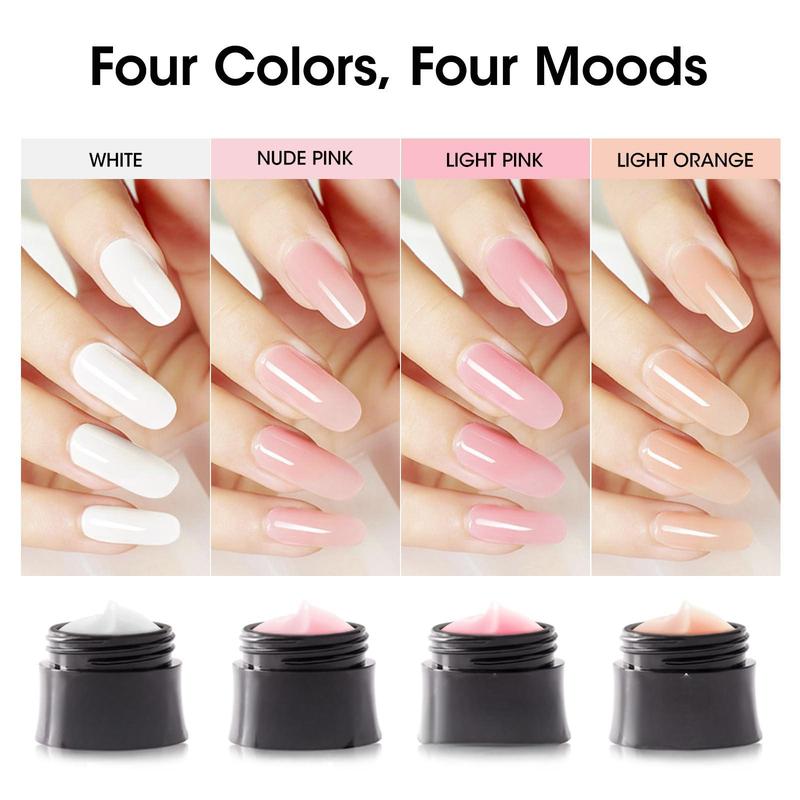 Builder Gel Kit - Nail Extension Gel Nude Pinks White Light Orange Builder Nail Gel Kit 4 Colors Hard Nail Gel Builder 15ml