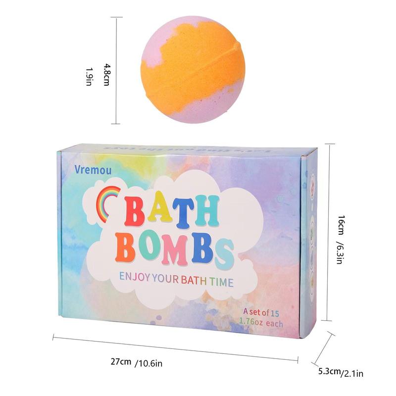 Colorful Bath Bombs, 15pcs box Handmade Bath Bombs with Surprised Toys, Body Cleaning Tool for Women & Men, Body Care Product for Home & Travel, Christmas Gift