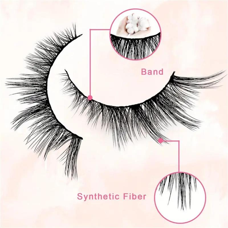 Summer Cat Eye False Eyelashes, 5 Pairs Wispy Cat Eye Look Faux Lashes, Full Volume V Curl Lash Extension, Volumized False Eyelashes for Women and Girls Eye Makeup