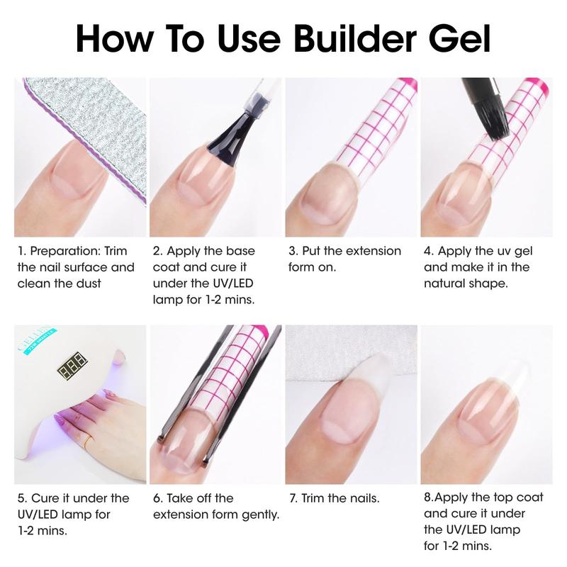 Builder Gel Kit - Nail Extension Gel Nude Pinks White Light Orange Builder Nail Gel Kit 4 Colors Hard Nail Gel Builder 15ml